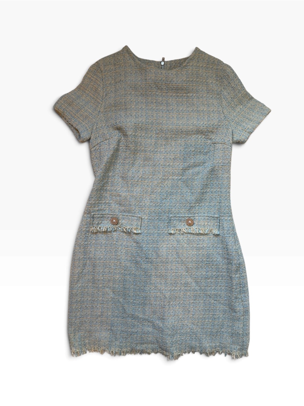 BeBop Tweed Short Sleeve Dress in Blue-Green Blend